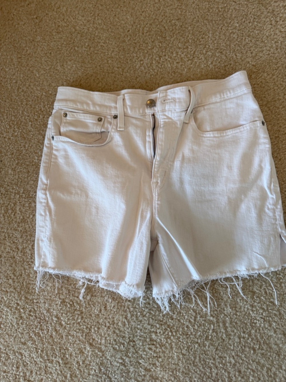 J. Crew Factory White Raw-Hem Denim Shorts